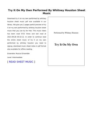 Try It on My Own Performed by Whitney Houston Sheet Music