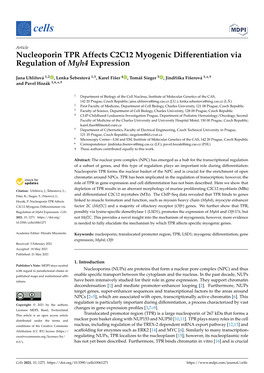 Nucleoporin TPR Affects C2C12 Myogenic Differentiation Via Regulation of Myh4 Expression