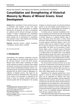 Consolidation and Strengthening of Historical Masonry by Means of Mineral Grouts: Grout Development
