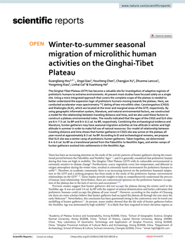 Winter-To-Summer Seasonal Migration of Microlithic Human Activities On