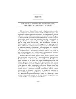 Implicit Race Bias and the 2008 Presidential Election: Much Ado About Nothing?