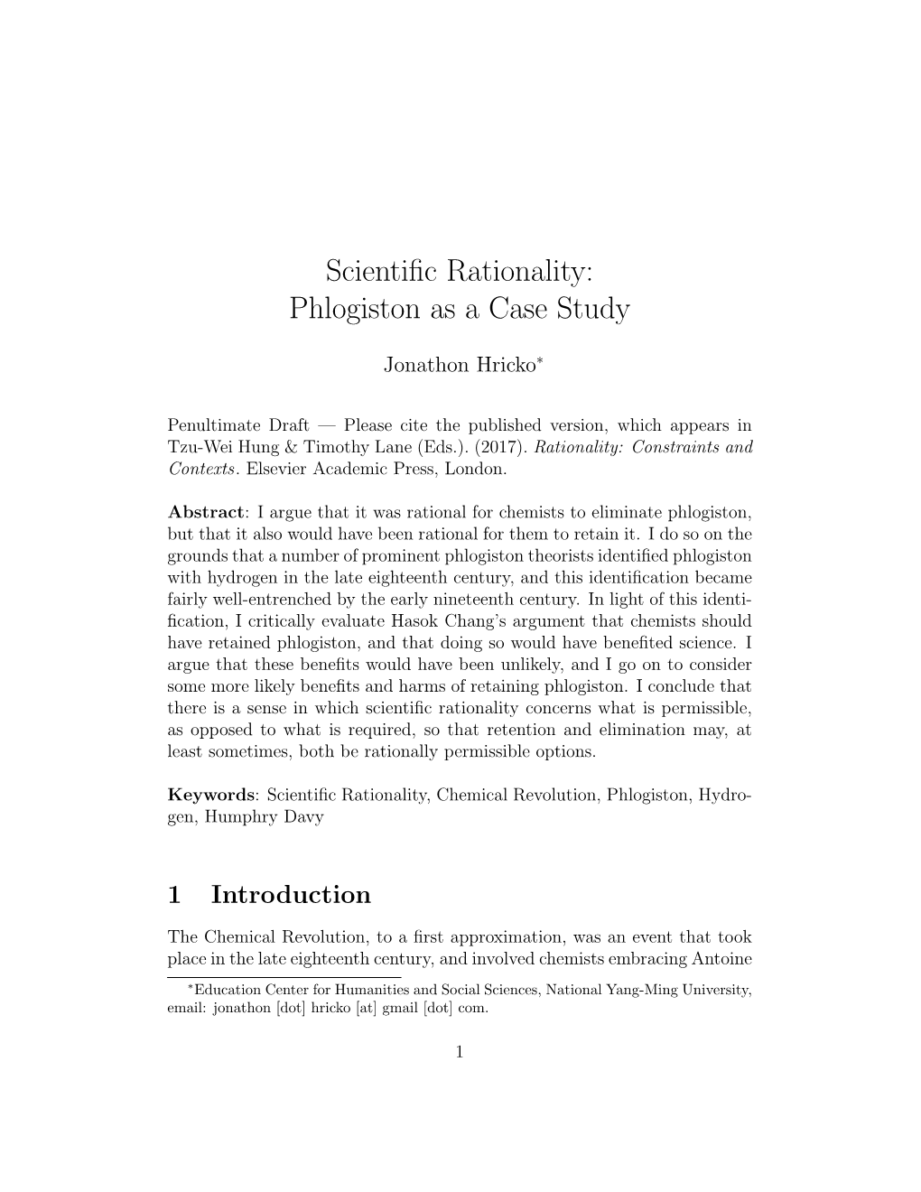 Scientific Rationality: Phlogiston As a Case Study