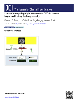 Loss of the Sphingolipid Desaturase DEGS1 Causes Hypomyelinating Leukodystrophy