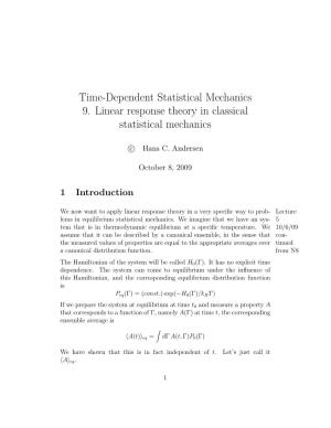 Time-Dependent Statistical Mechanics 9. Linear Response Theory in Classical Statistical Mechanics