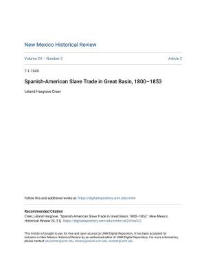 Spanish-American Slave Trade in Great Basin, 1800Â•Fi1853