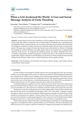 A User and Social Message Analysis of Greta Thunberg