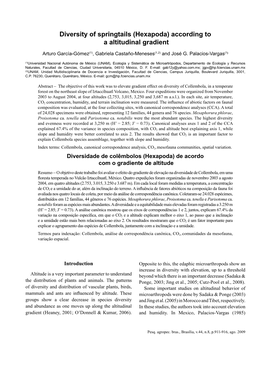 Diversity of Springtails (Hexapoda) According to a Altitudinal Gradient