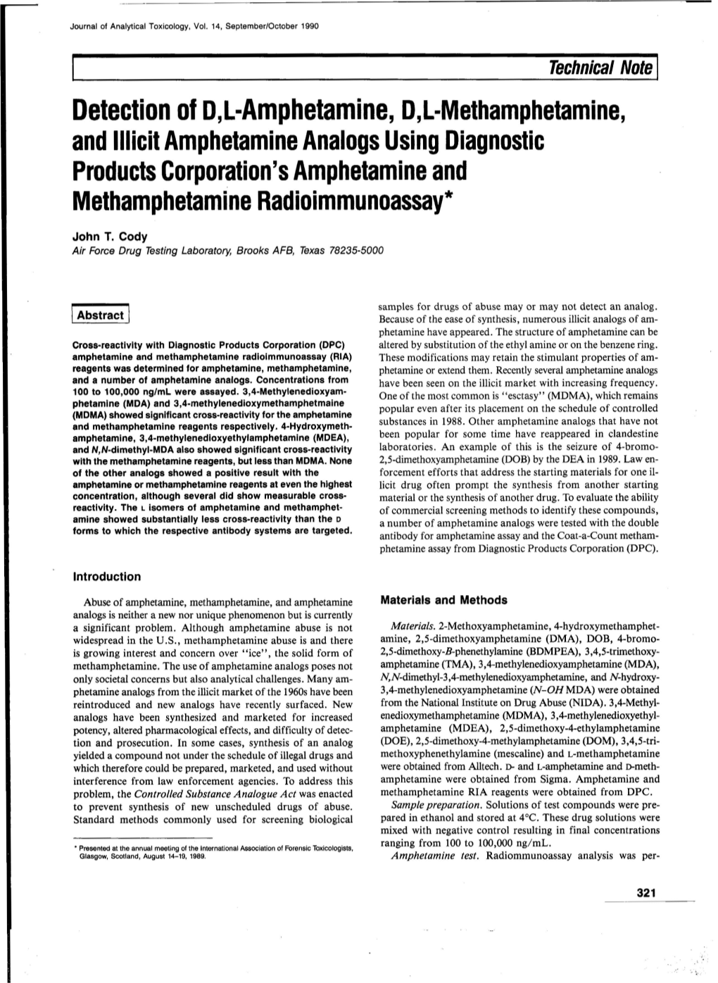 Detection of D,L-Amphetamine, D,L-Methamphetamine, and Illicit