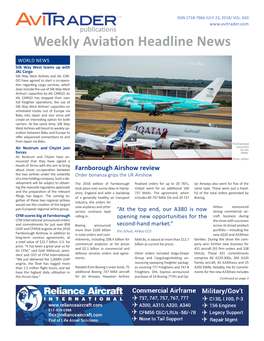 Weekly Aviation Headline News