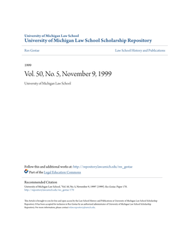 Vol. 50, No. 5, November 9, 1999 University of Michigan Law School