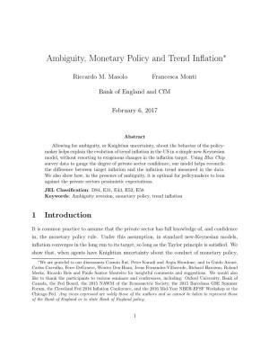 Ambiguity, Monetary Policy and Trend Inflation