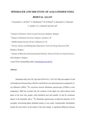 MÖSSBAUER and XRD STUDY of Al-Sn LINISHED STEEL BIMETAL