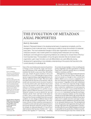 The Evolution of Metazoan Axial Properties