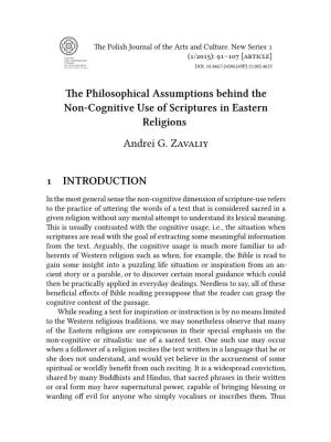 The Philosophical Assumptions Behind the Non-Cognitive Use of Scriptures in Eastern Religions Andrei G