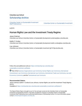 Human Rights Law and the Investment Treaty Regime