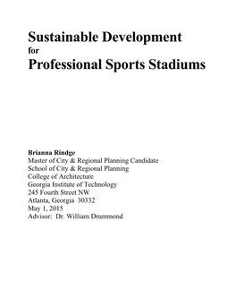 Sustainable Development Professional Sports Stadiums
