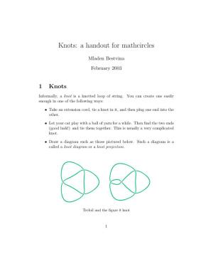 Knots: a Handout for Mathcircles