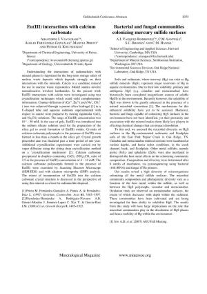 Eu(III) Interactions with Calcium Carbonate Bacterial and Fungal