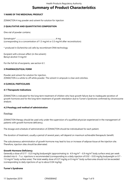 Summary of Product Characteristics