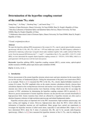 Determination of the Hyperfine Coupling Constant of the Cesium 7S1/2 State