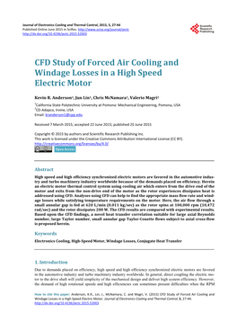 CFD Study of Forced Air Cooling and Windage Losses in a High Speed Electric Motor