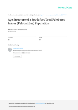 Age Structure of a Spadefoot Toad Pelobates Fuscus (Pelobatidae) Population