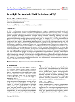 Intralipid for Amniotic Fluid Embolism (AFE)?
