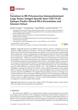 Variations in BK Polyomavirus Immunodominant Large Tumor Antigen-Specific 9Mer CD8 T-Cell Epitopes Predict Altered HLA-Presentat