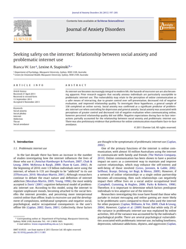 Relationship Between Social Anxiety and Problematic Internet Use