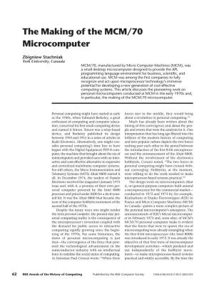 The Making of the MCM/70 Microcomputer