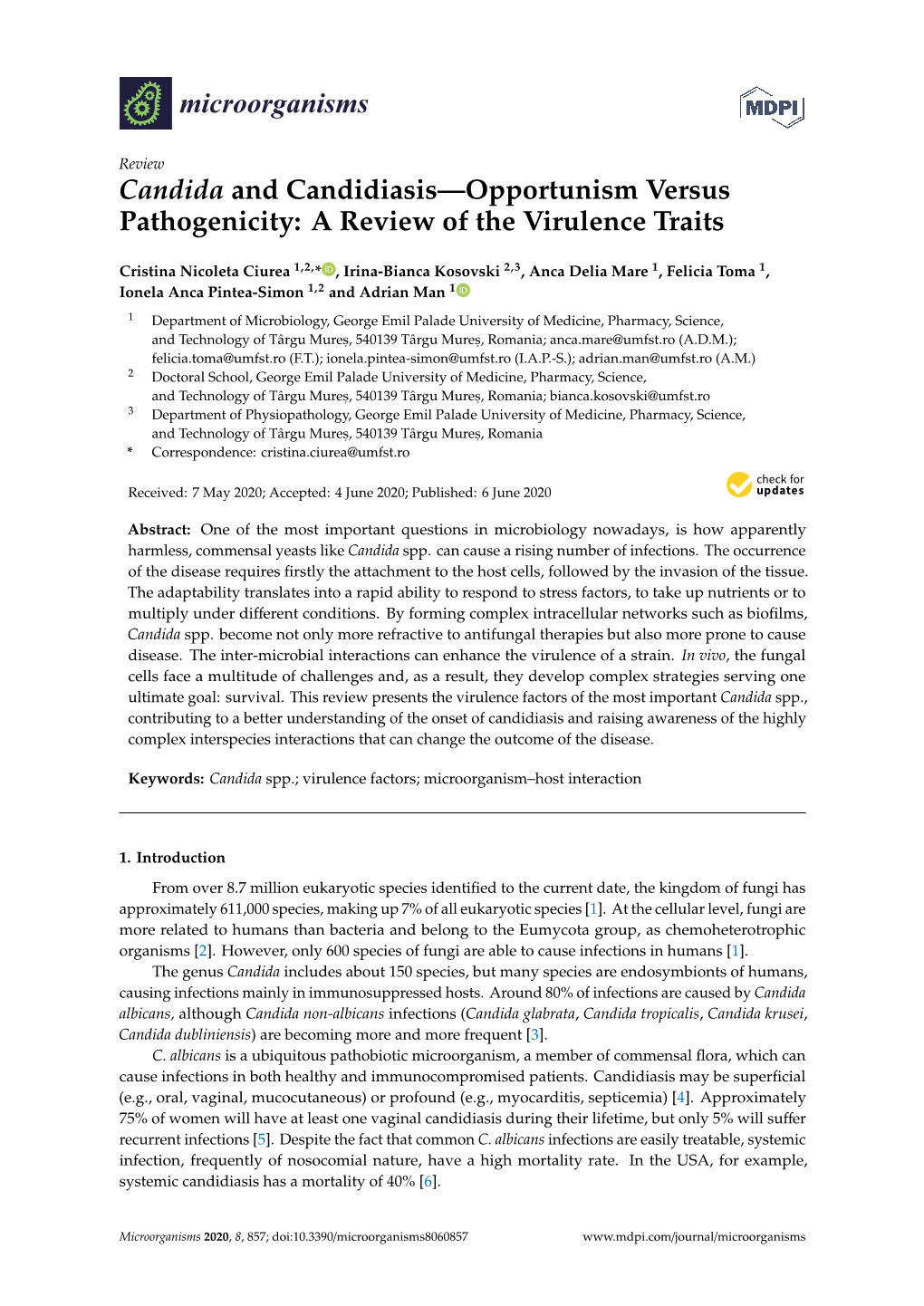 Candida and Candidiasis—Opportunism Versus Pathogenicity: a Review of the Virulence Traits