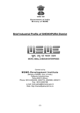 Brief Industrial Profile of SHEIKHPURA District