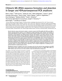 Chimeric 16S Rrna Sequence Formation and Detection in Sanger and 454-Pyrosequenced PCR Amplicons