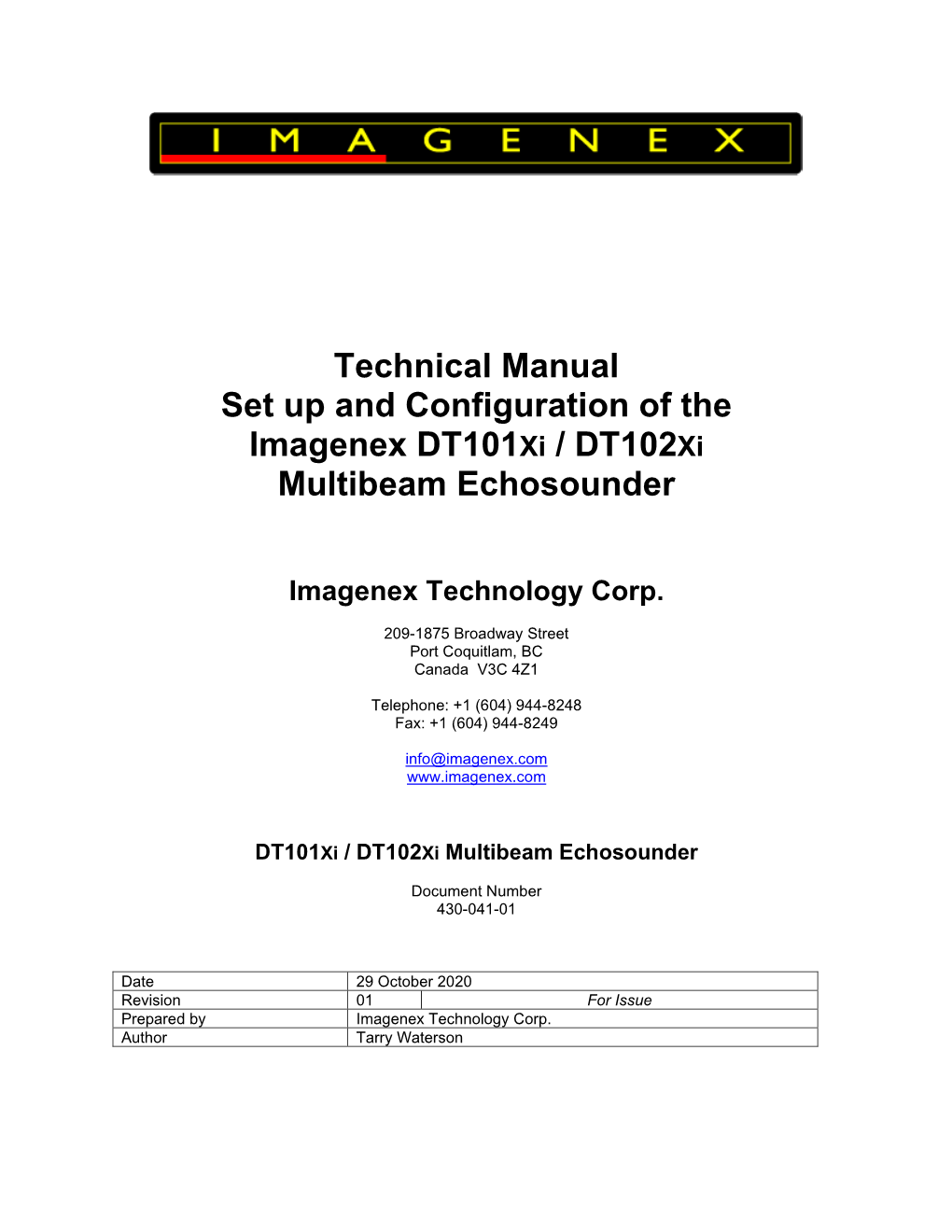 Set up and Configuration of the Imagenex Dt101xi Dt102xi.Pdf