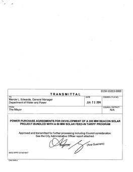Transmittal to Date Council File No