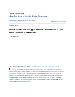 Moral Economy and the Upper Peasant: the Dynamics of Land Privatization in the Mekong Delta
