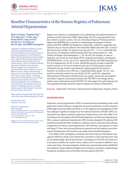 Baseline Characteristics of the Korean Registry of Pulmonary Arterial Hypertension