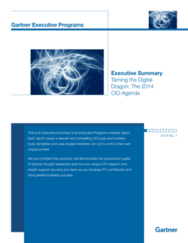 Taming the Digital Dragon: the 2014 CIO Agenda