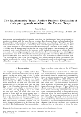 The Rajahmundry Traps, Andhra Pradesh: Evaluation of Their Petrogenesis Relative to the Deccan Traps