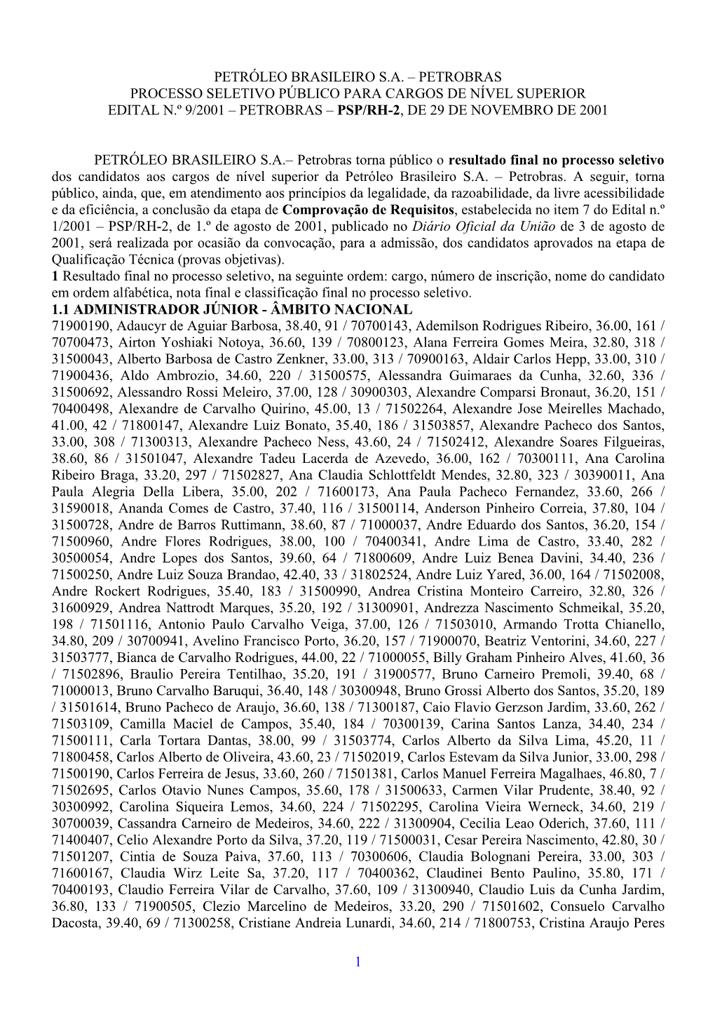 1 Petróleo Brasileiro S.A. – Petrobras Processo