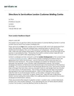 Directions to Servicenow London Customer Briefing Centre