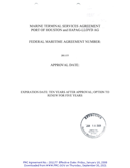 MARINE TERMINAL SERVICES AGREEMENT PORT of HOUSTON and HAPAG-LLOVD"A.G