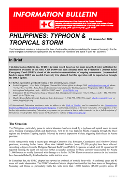 Philippines: Typhoon & Tropical Storm