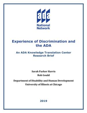 Experience of Discrimination and the ADA