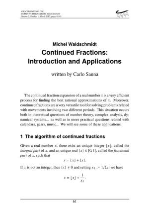 Continued Fractions: Introduction and Applications