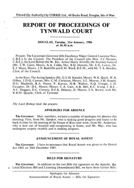 Report of Proceedings of Tynwald Court