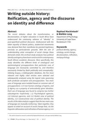 Reification, Agency and the Discourse on Identity and Difference