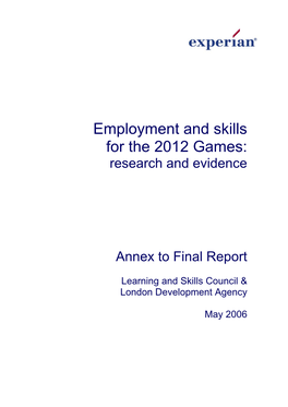 Employment and Skills for the 2012 Games: Research and Evidence