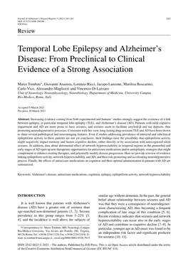 Temporal Lobe Epilepsy and Alzheimer's Disease