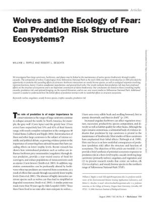 Wolves and the Ecology of Fear: Can Predation Risk Structure